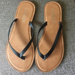 Anna Black Thong Sandals Slip On 🏝